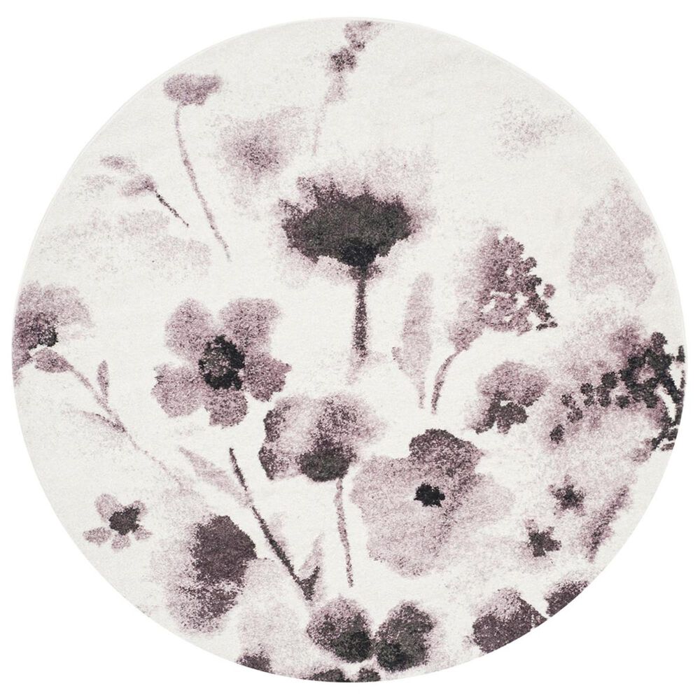 Safavieh Adirondack ADR127L 6&#39; Round Ivory and Purple Area Rug, , large