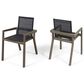 Hearth and Haven Belfast Outdoor Dining Chair with Grey Frame in Black (Set of 2), , large