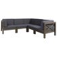 Noble House Brava 5-Piece Patio Sectional Set in Dark Gray, , large