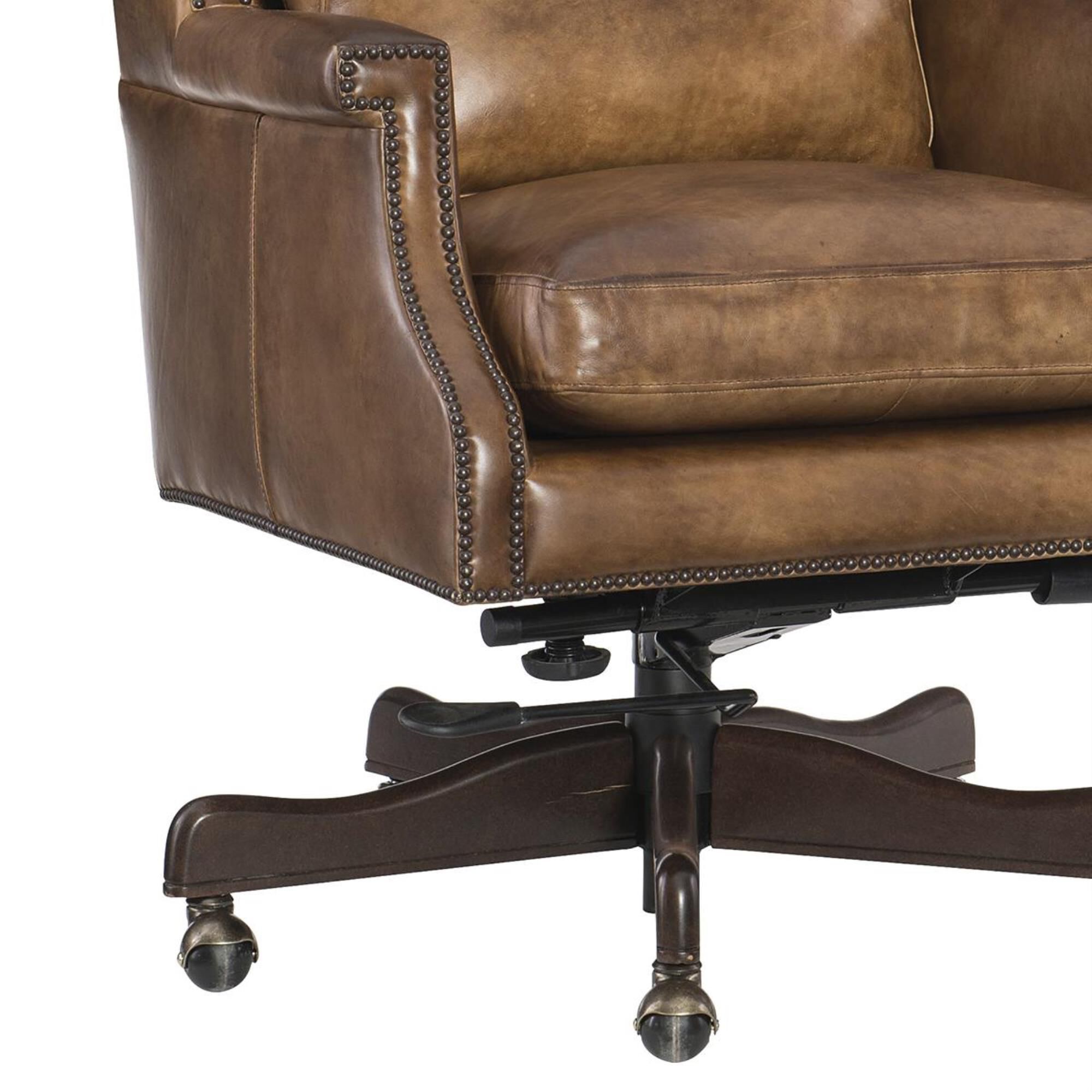 Hooker Furniture Beckett Swivel Desk Chair in Natchez Brown
