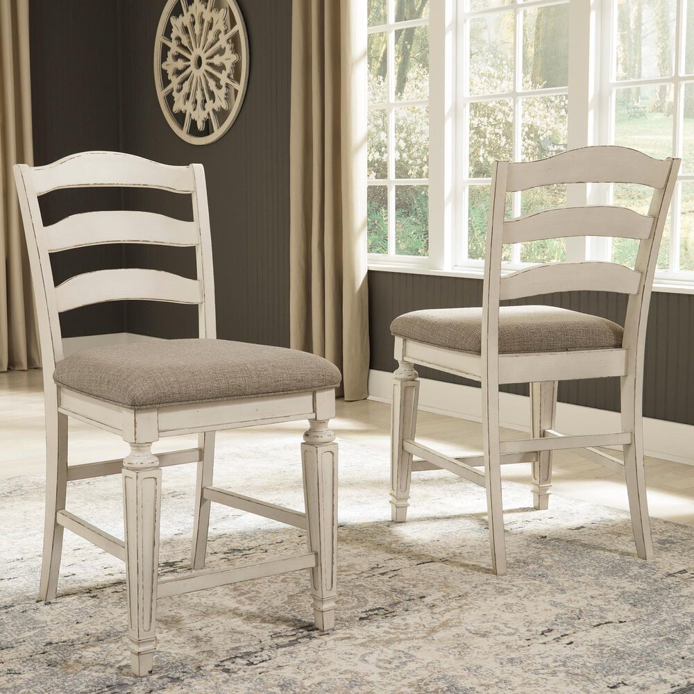 Ashley Realyn Counter Stool Set of 2 in Chipped White, , large