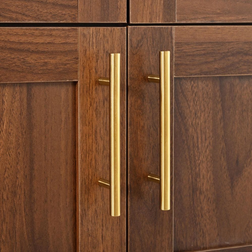 HOMLUX 75" Arched Kitchen Pantry Cabinet with LED Light in Walnut, , large