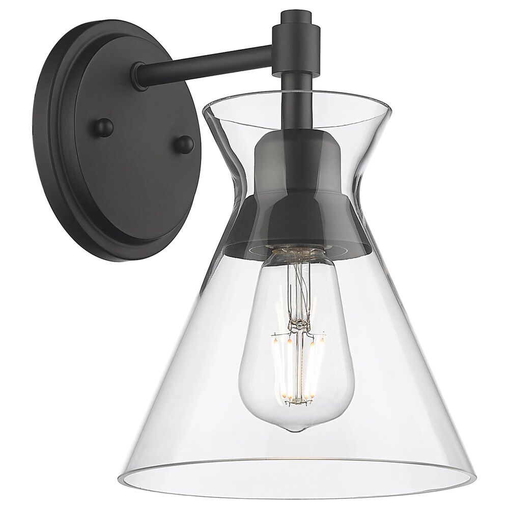 Golden Lighting Malta 1-Light Wall Sconce in Matte Black, , large