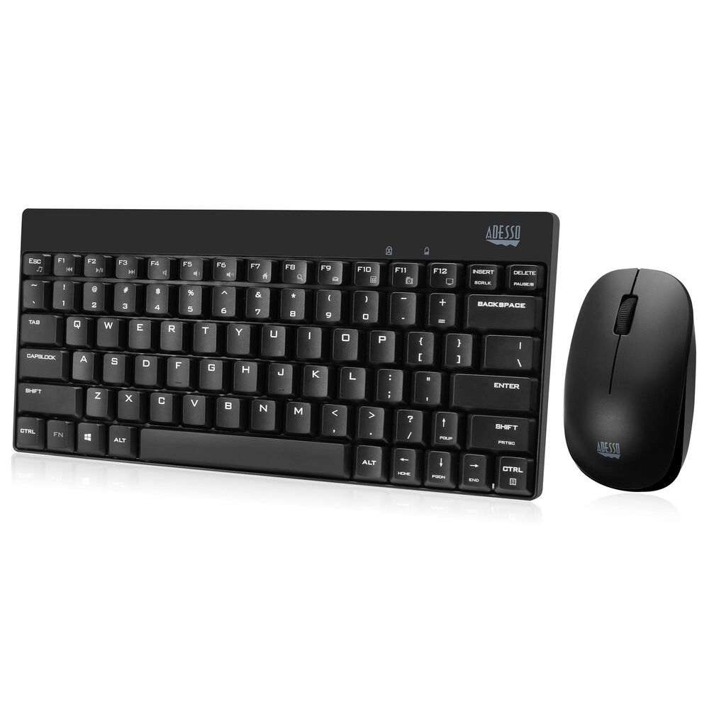 Adesso Wireless Mini Keyboard and Mouse Combo in Black, , large