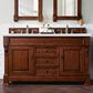 James Martin Vanities Brookfield 60" Double Bathroom Vanity in Warm Cherry with 3 cm Arctic Fall Solid Surface Top and Rectangle Sinks, , large