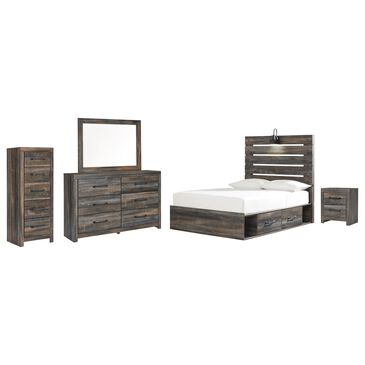 Ashley Drystan 5-Piece Full Storage Bedroom Set in Brown Rustic, Burnt Orange and Teal, , large