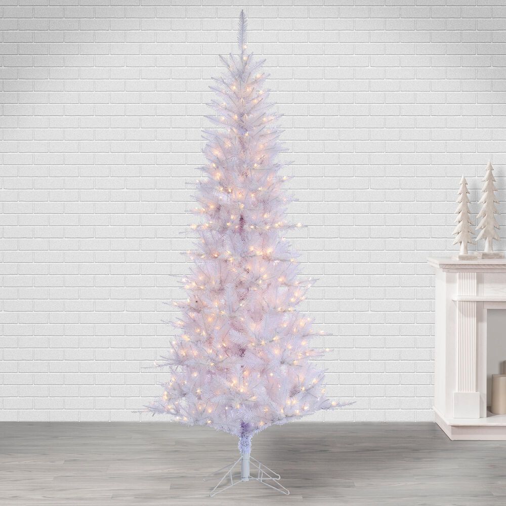 The Gerson Company 7.5&#39; Pre-Lit Tinsel Artificial Christmas Tree in White, , large