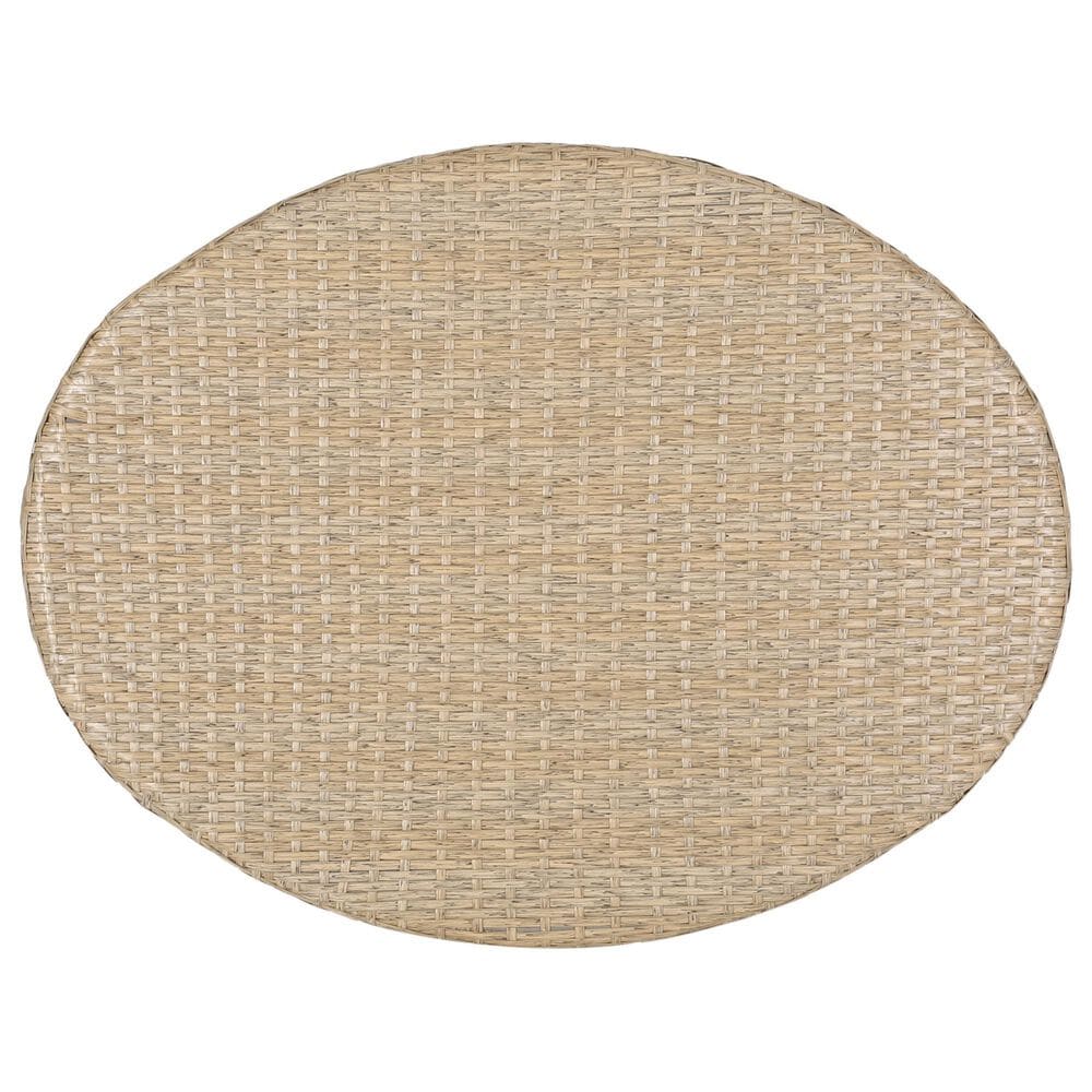 Hearth and Haven Bruce Outdoor Round Wicker Coffee Table with Open Lattice Design in Brown, , large
