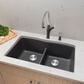 Blanco Diamond Equal Double Bowl Kitchen Sink with Low Divide in Cinder, , large