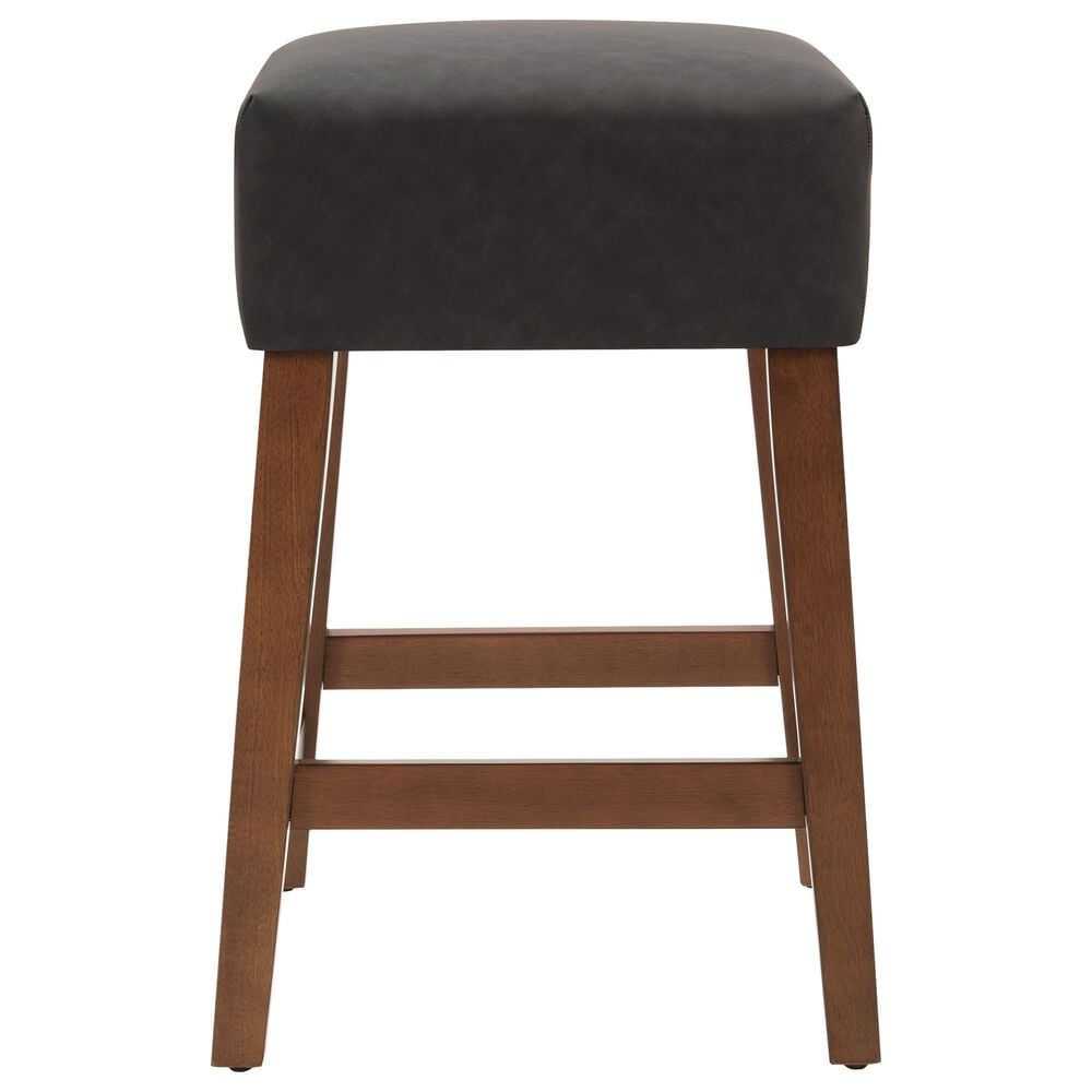 Valor Living Roscoe 26" Backless Counter Stool with Black Upholstery in Cherry, , large