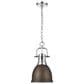 Golden Lighting Duncan 1-Light Small Pendant with Chain and Rubbed Bronze Shade in Chrome, , large