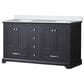 Lexora Home Dukes 60" Double Bathroom Vanity in Espresso with 2 cm White Quartz Top and Rectangular Sinks, , large
