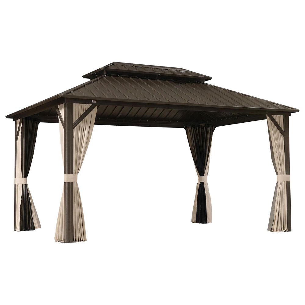 HOMLUX 12" x 14"Outdoor Hardtop Gazebo with Galvanized Steel Roof in Brown, , large