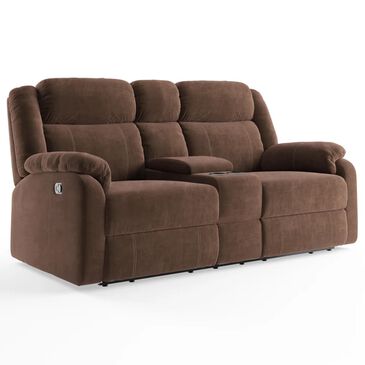 American Wholesale Furniture Tompkins Manual Reclining Loveseat in Chocolate, , large