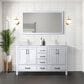 Lexora Home Jacques 60" Double Bathroom Vanity in White with 2 cm White Cultured Marble Top and Rectangular Sinks, , large