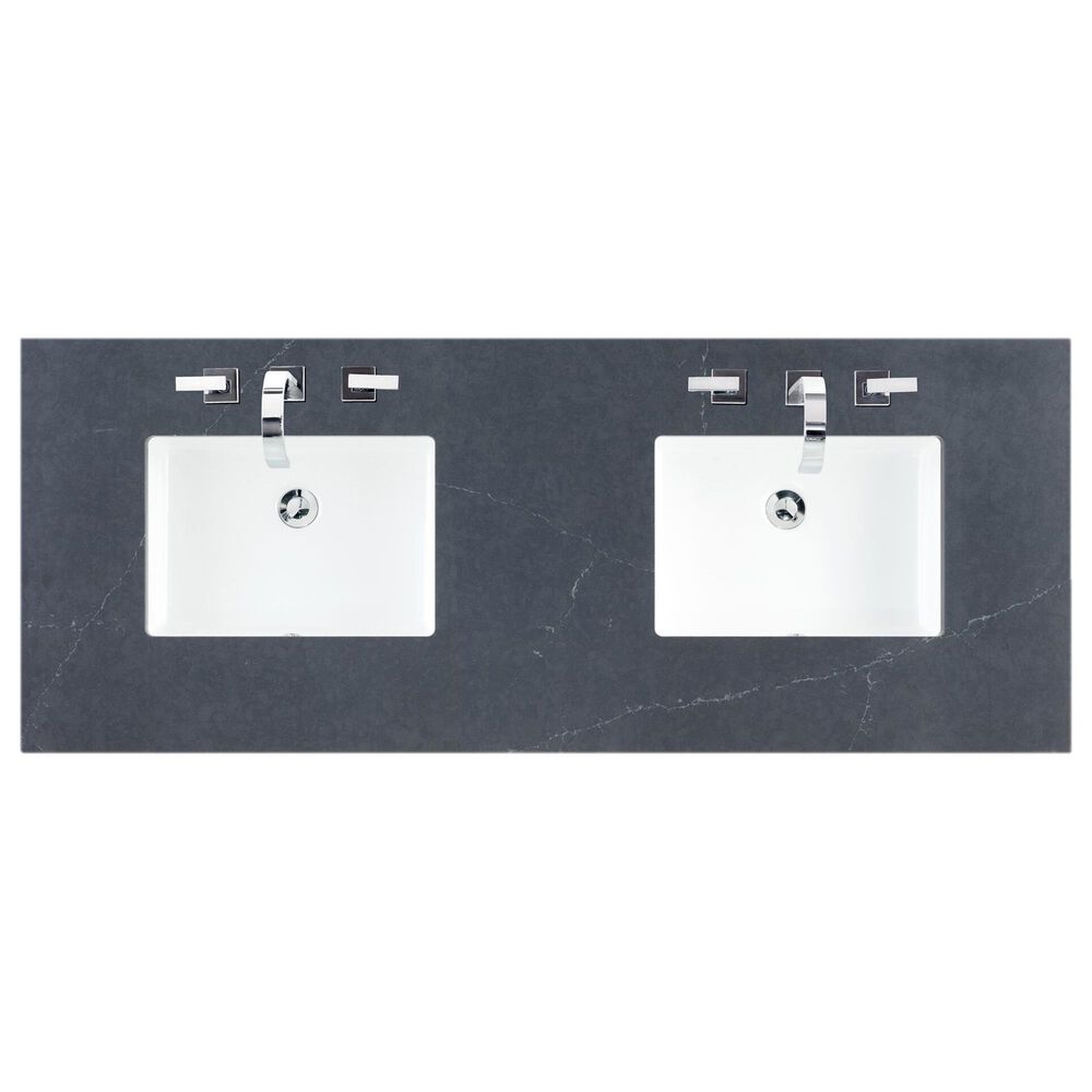 James Martin Vanities Addison 72&quot; Double Bathroom Vanity in Mid Century Acacia with 3 cm Charcoal Soapstone Quartz Top and Rectangular Sinks, , large