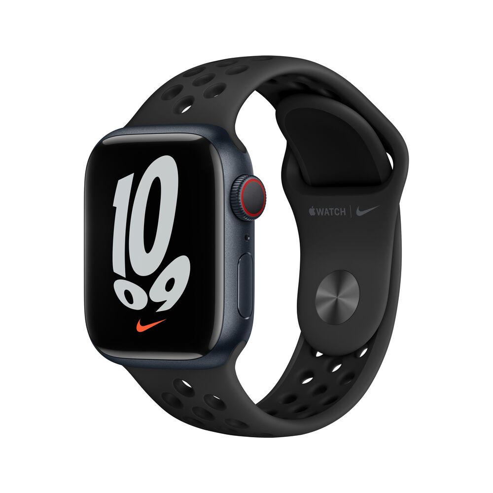 Apple Watch Nike Series 7 (GPS + Cellular) 41mm Midnight Aluminum Case with Anthracite/Black Nike Sport Band, , large