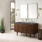 James Martin Vanities Amberly 60" Double Bathroom Vanity in Mid-Century Walnut with 3 cm Parisien Bleu Quartz Top and Rectangular Sinks, , large