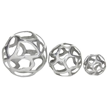Maple and Jade 8" Geometric Orb Ball Sculpture in Silver (Set of 3), , large