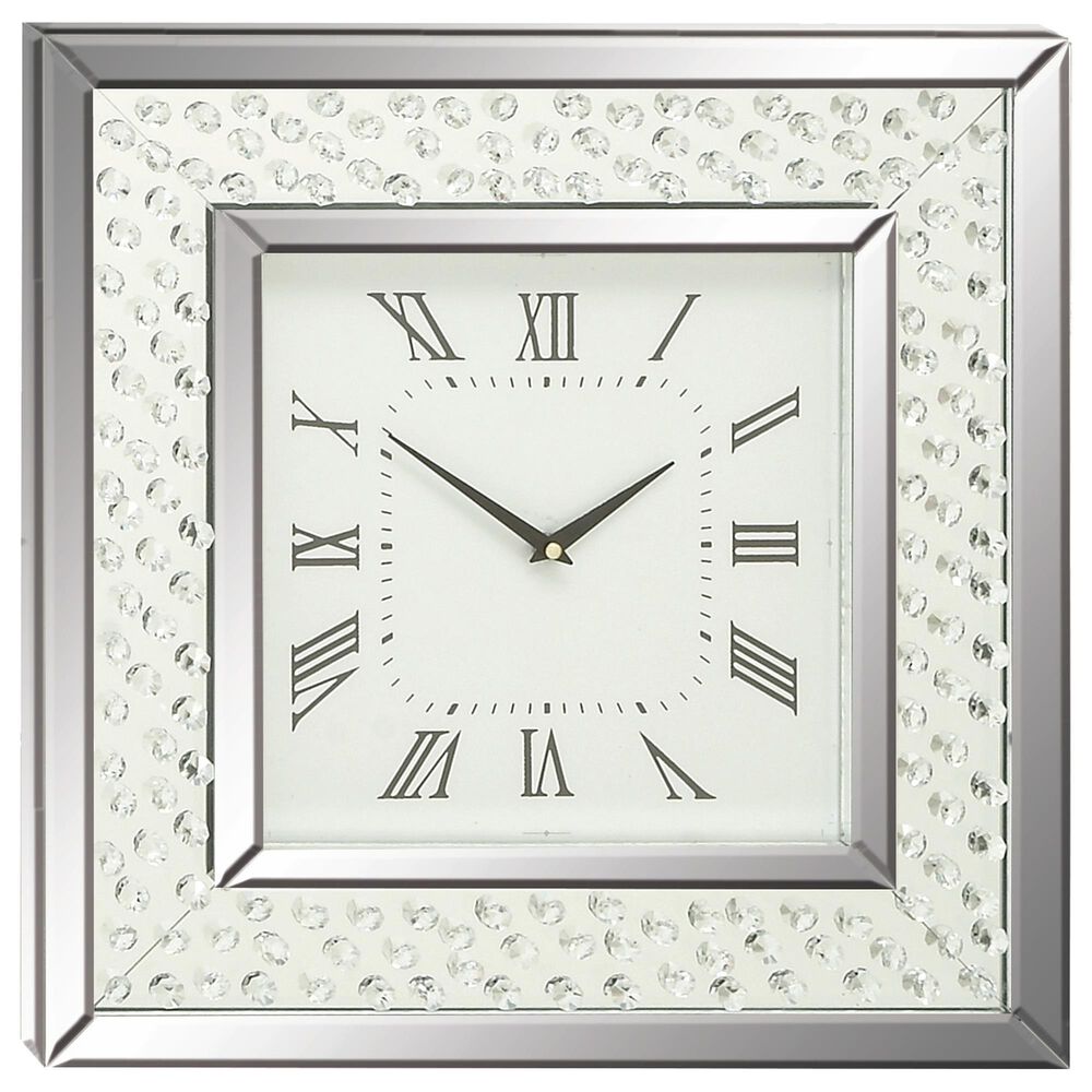 Maple and Jade 20" Square Wall Clock in Silver, , large
