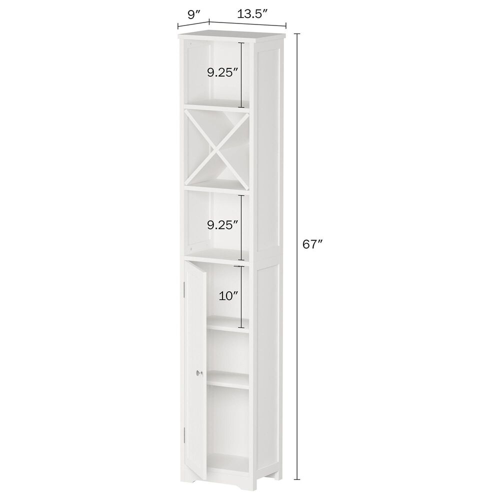 Timberlake Lavish Home 67&quot; Tall Bathroom Storage Cabinet in White/Silver, , large