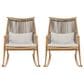 Hearth and Haven Outdoor Rocking Chair with PE Rattan Backrest in Gray (Set of 2), , large