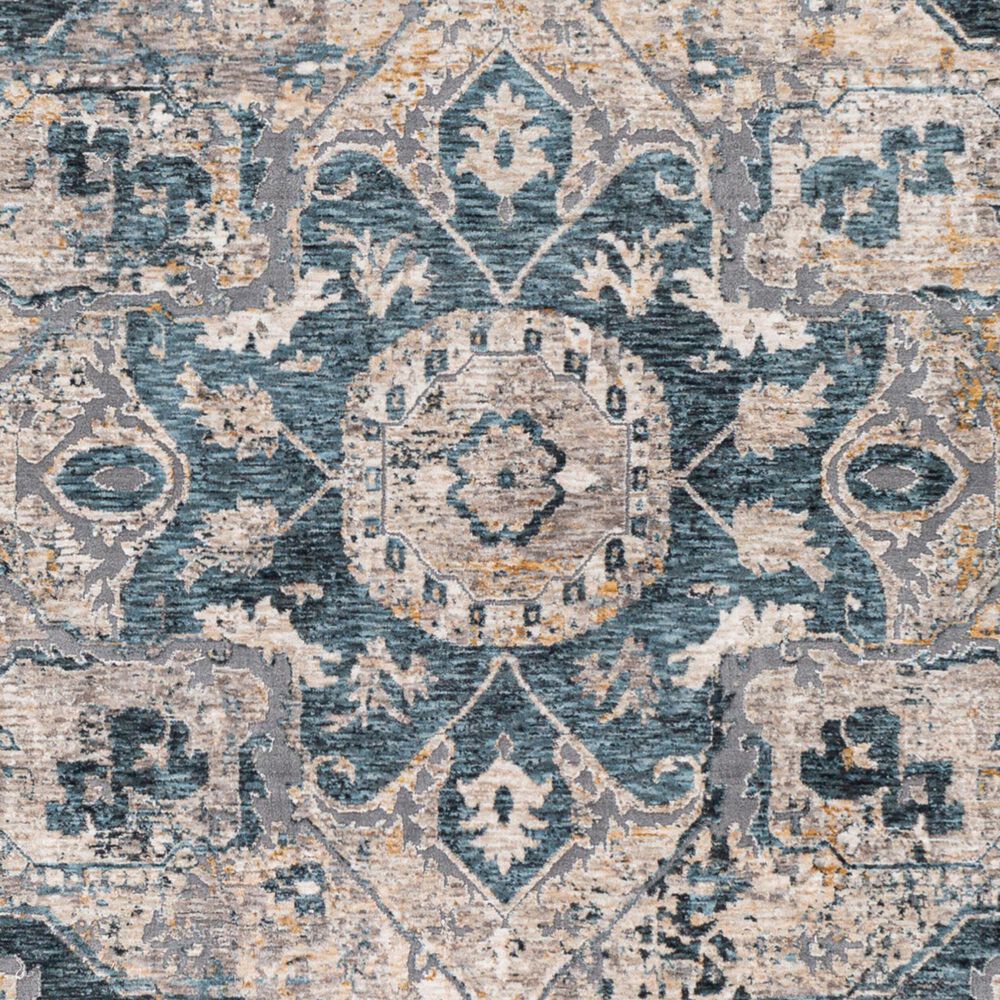 Surya Cardiff CDF-2307 Deep Teal, Blue, Light Gray, Medium Gray, Charcoal and Camel 2&#39;7&quot; x 7&#39;3&quot; Runner, , large