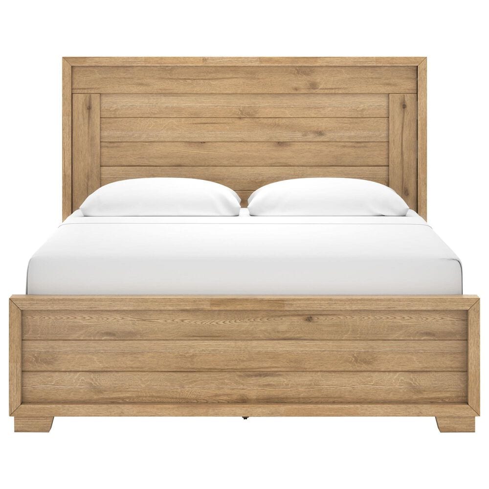 Ashley Galliden King Panel Bed in Light Brown, , large