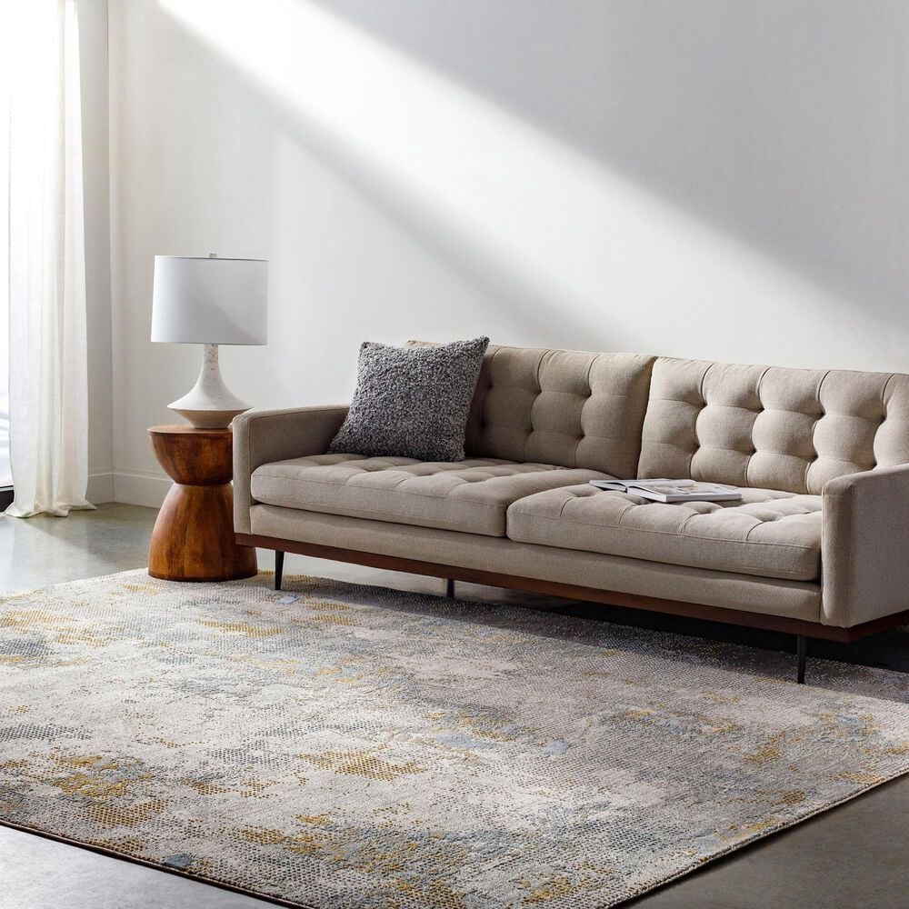 Surya Dresden DRE-2322 Medium Gray, Gray, White, Denim, Mustard and Light Slate 7&#39;10&quot; x 10&#39;2&quot; Area Rug, , large