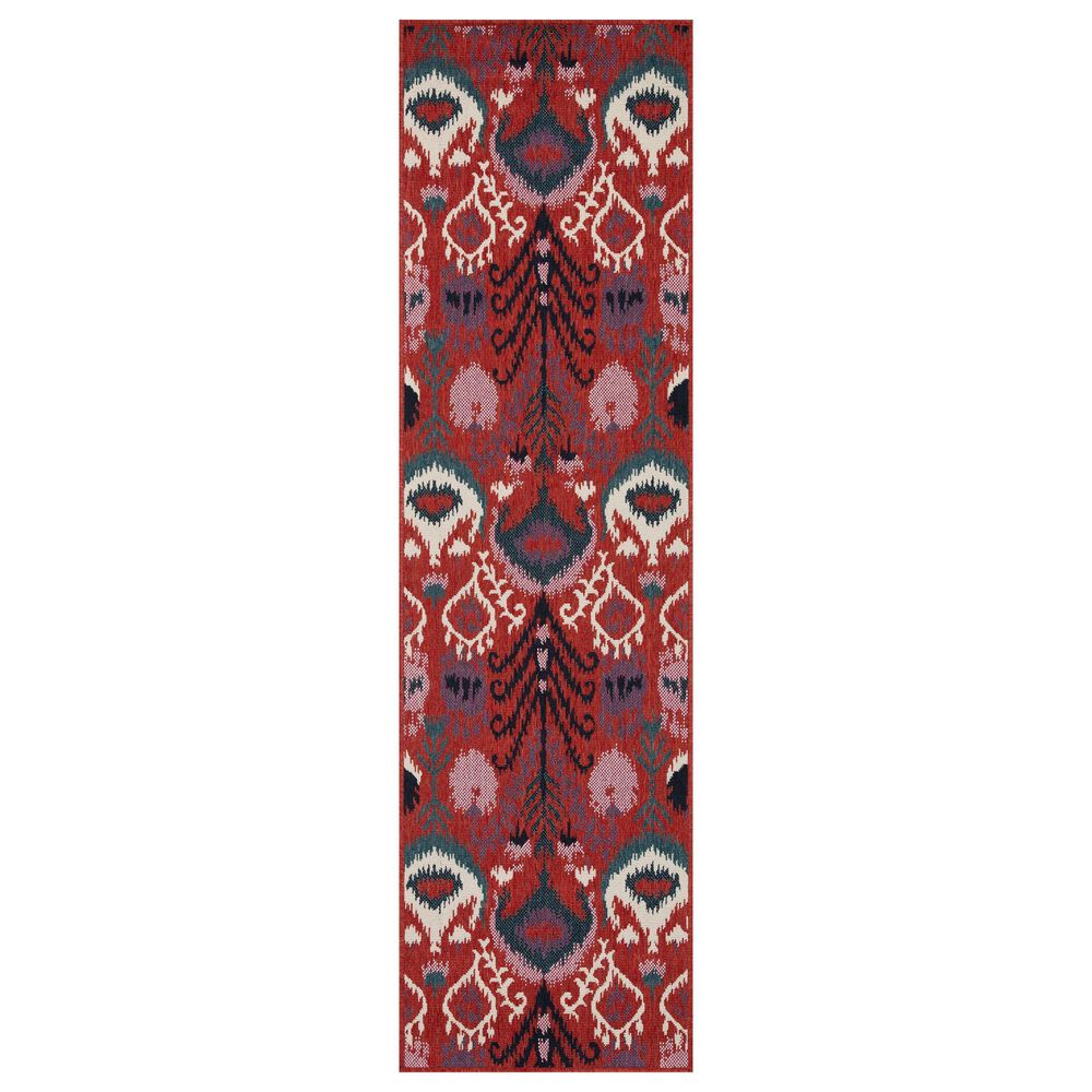 Kaleen Rugs Anther 2"2" x 7"10" Navy, Ivory, Teal, Red and Purple Indoor/Outdoor Runner, , large