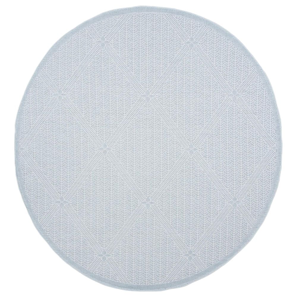 Safavieh Bermuda BMU811M 6"7" Round Light Blue and Ivory Indoor/Outdoor Area Performance Rug, , large