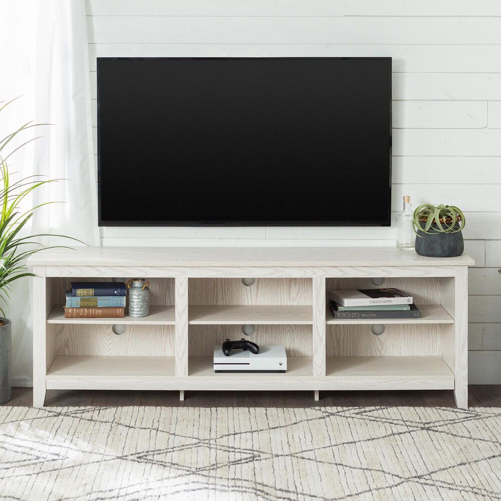 Walker Edison Essential 70&quot; TV Stand in White Wash, , large