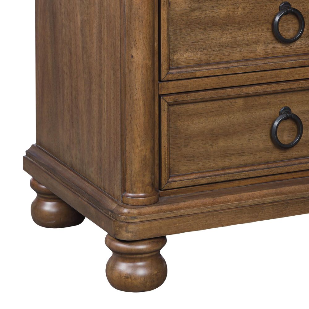 Ashley Rowlenstown 3 Drawer Nightstand in Medium Brown with Outlet and USB Ports, , large