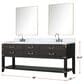 Lexora Home Norwalk 80" Double Bathroom Vanity in Black Oak with White Quartz Top and Rectangular Sinks, , large