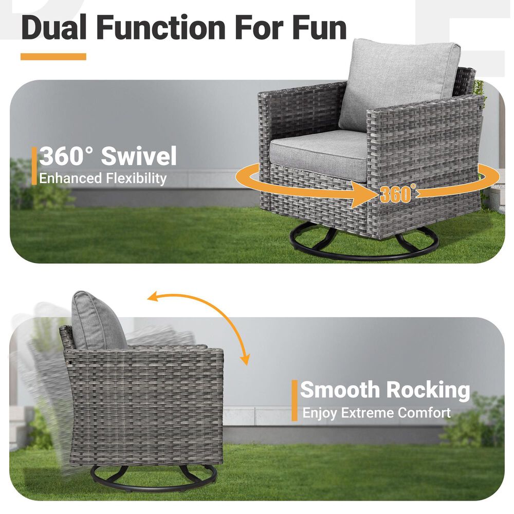 HOMLUX 7 Piece Outdoor Patio Set in Dark Gray, , large