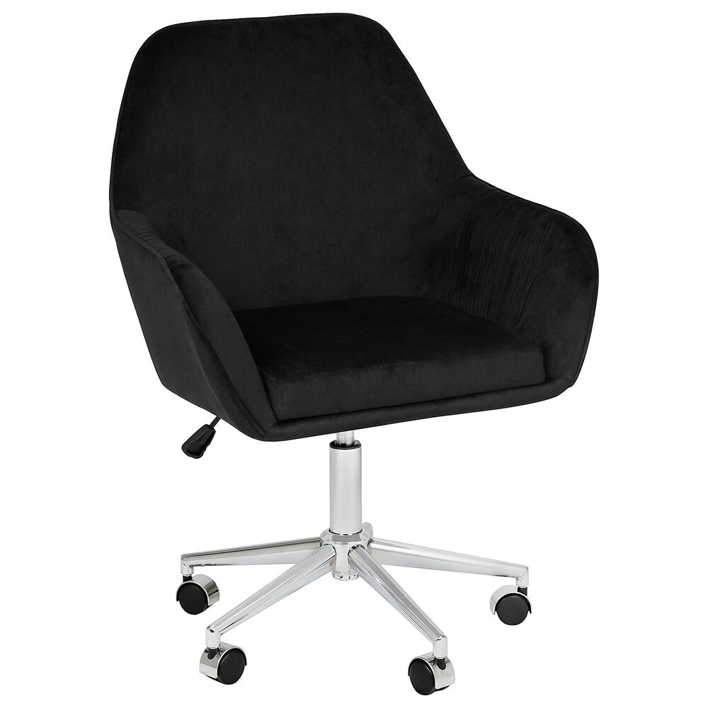 Impressions Vanity Kelly Swivel Vanity Chair with Black Cushion in Matte Silver, , large