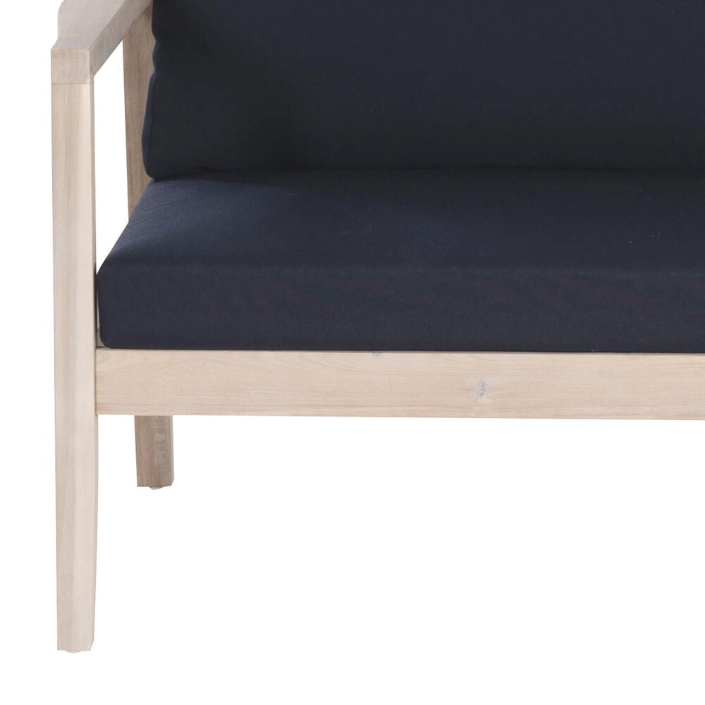 Linon Home Decor Teagon 2-Seater Outdoor Sofa with Blue Cushions in Whitewash, , large