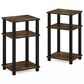 HOMLUX 3-Tier Open Shelf End Table with Square Tube in Amber Pine and Black (Set of 2), , large