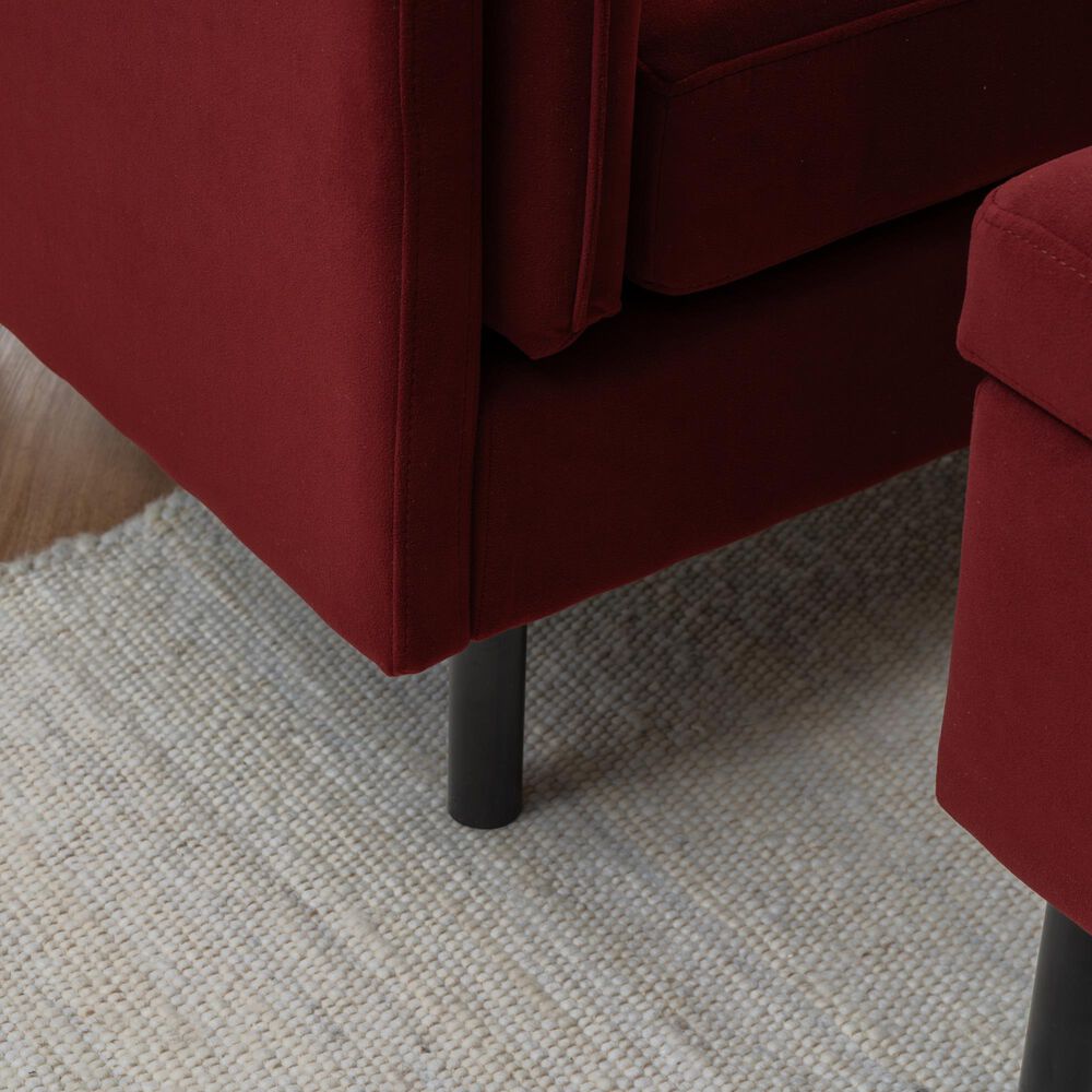 Linon Home Decor Wallis Accent Chair with Ottoman in Berry, , large