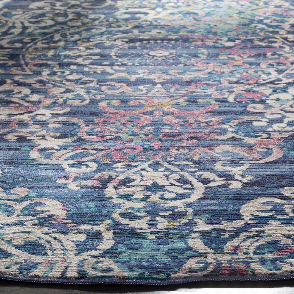 Safavieh Aria Damask 6&#39;6&quot; Round Blue and Multicolor Area Rug, , large