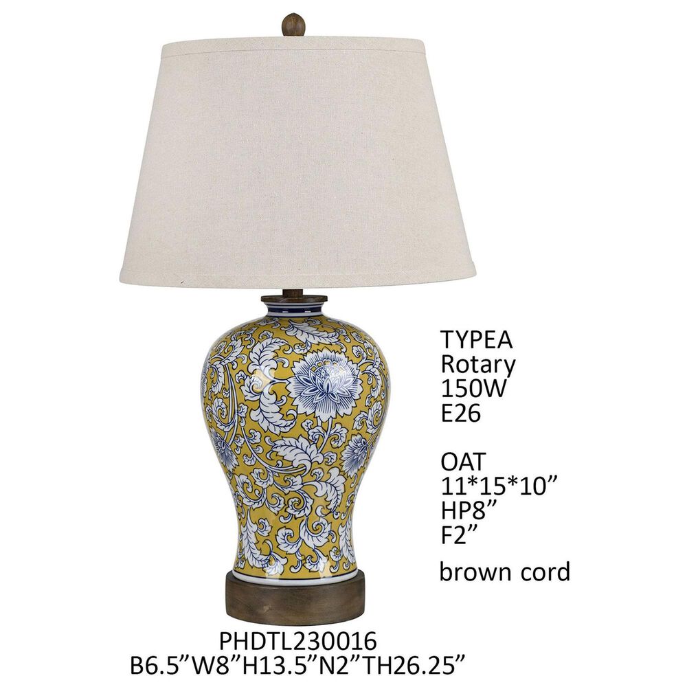 Porch View Chinoiserie Porcelain Table Lamp in Yellow, , large