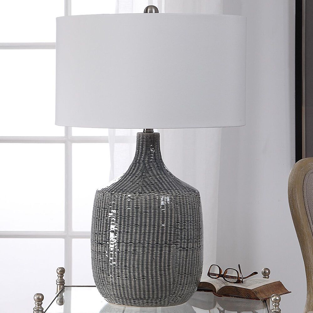 Uttermost Felipe Table Lamp in Blue Gray and Brushed Nickel, , large