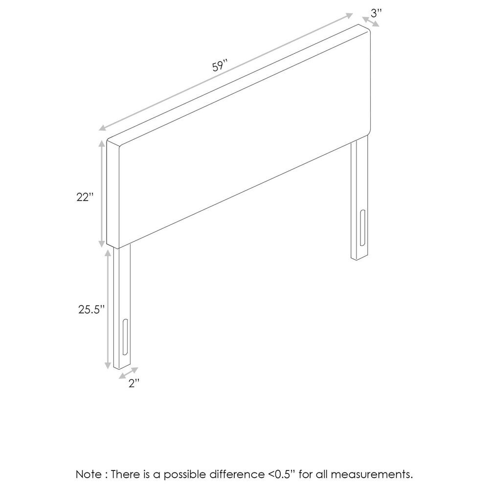 HOMLUX Roanne Full Plain Headboard in Fog, , large