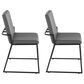 LumiSource Dutchess Side Chair with Grey Faux Leather Cushion in Black (Set of 2), , large