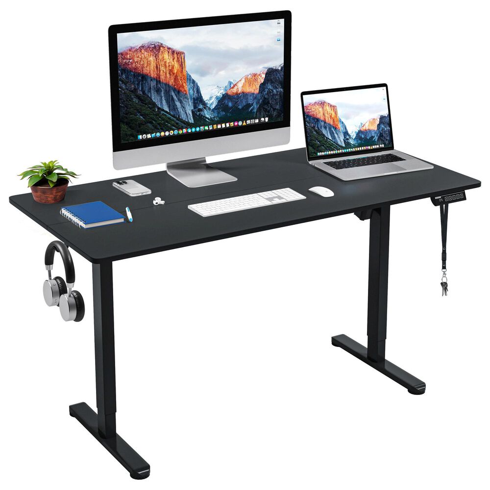 Rta Products Llc Zenith Electric Height Adjustable Sit-to-Stand Desk in Black, , large