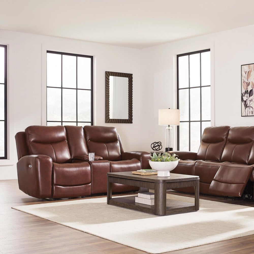 Ashley Next Move Power Reclining Console Loveseat in Mahogany, , large
