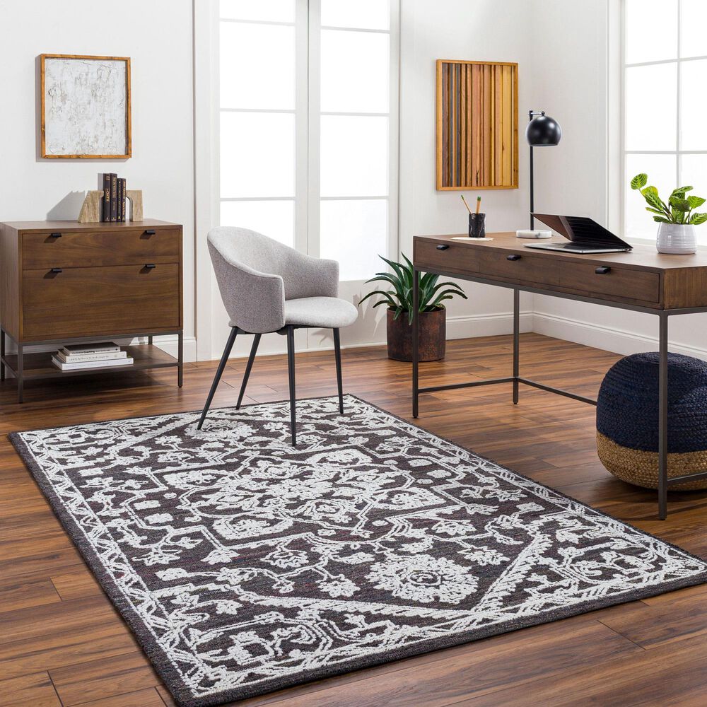 Surya Piazza 9&#39; x 12&#39;   White, Charcoal Area Rug, , large