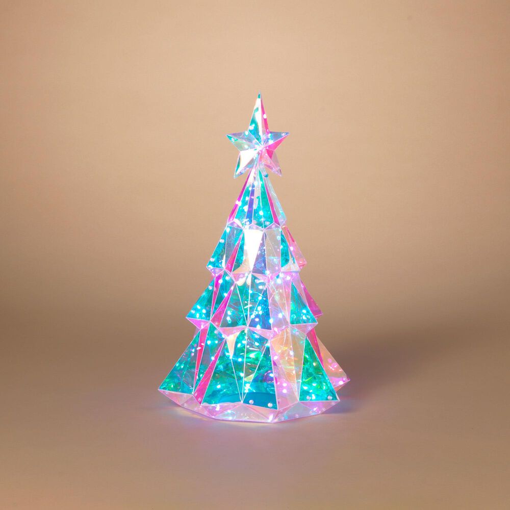 The Gerson Company 19.7" USB Electric RGB Lighted Holographic Holiday Tree with Remote Control in White, , large