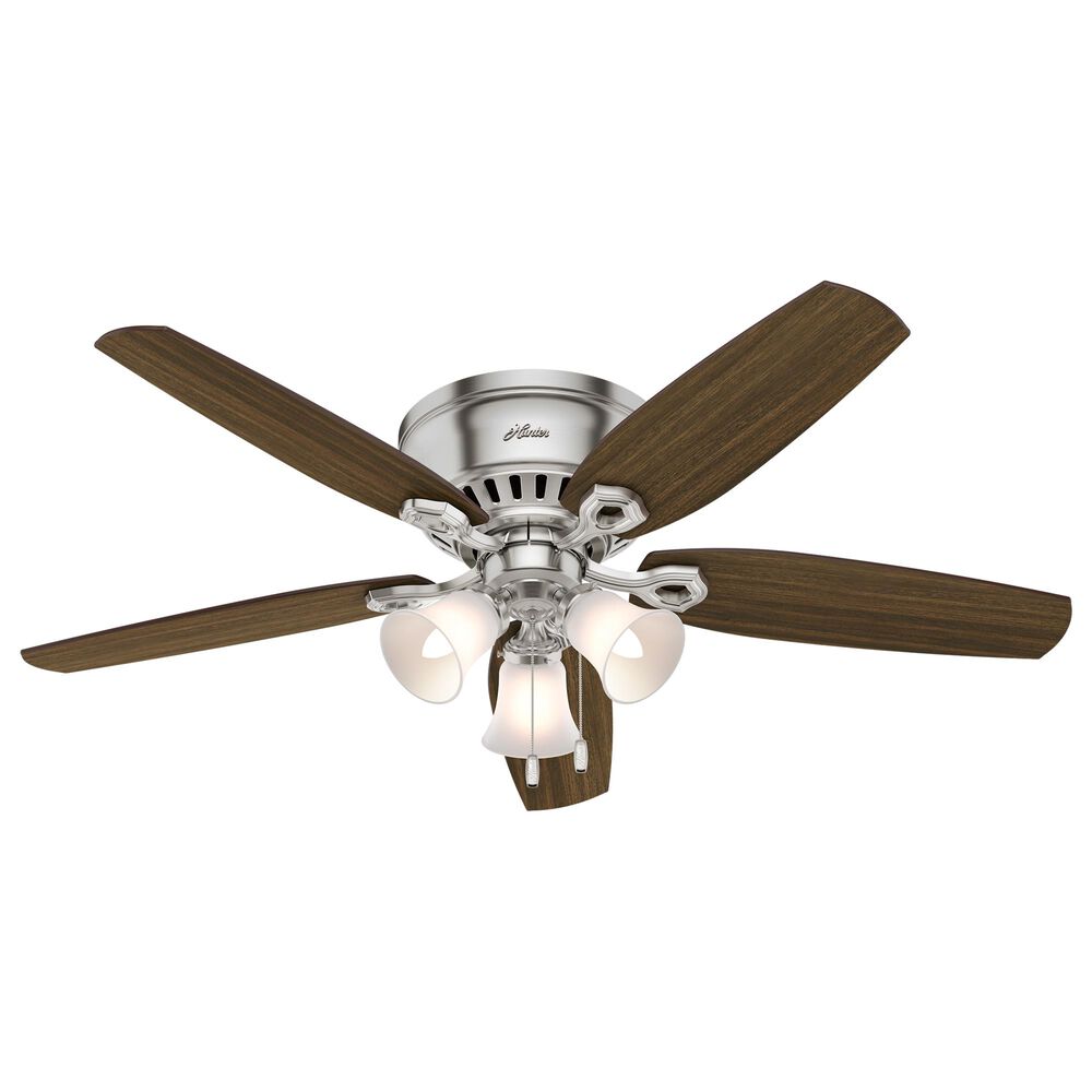 Hunter Builder 52&quot; Low Profile Ceiling Fan with 3 Lights in Brushed Nickel, , large