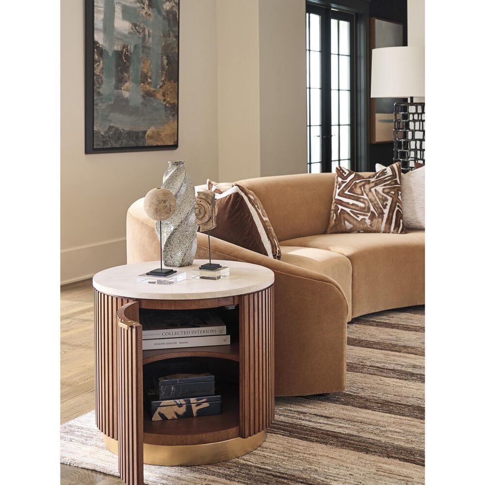 Lexington Furniture La Costa Avenida End Table in Anticato, Sierra Tan and Satin Gold, , large